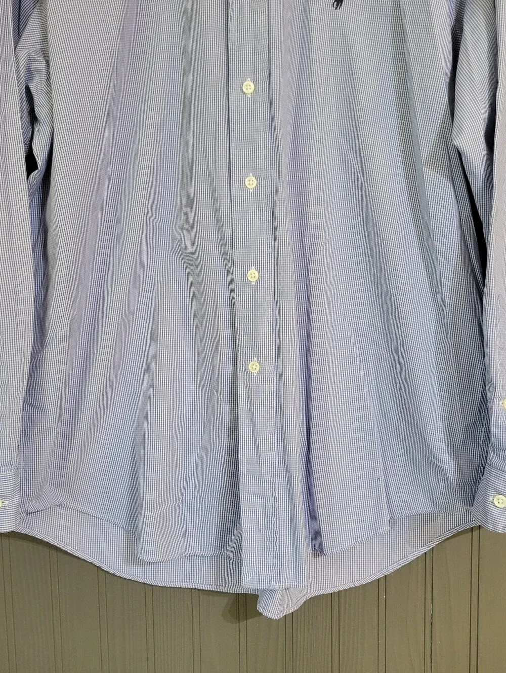 Ralph Lauren Blake Long Sleeve Button Down Shirt Micro Plaid Blue Men's Large